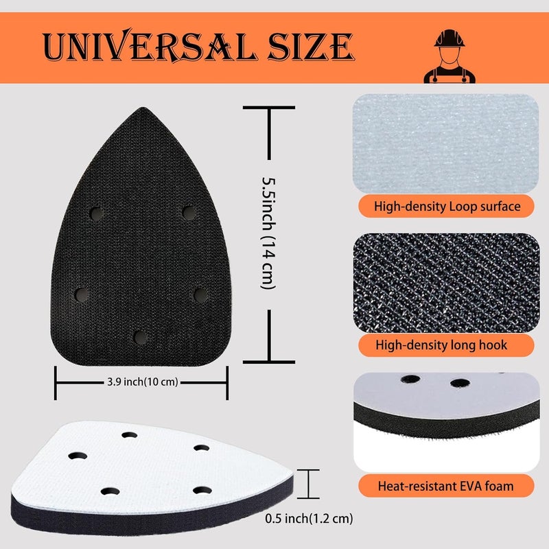 Crossarctic 4 Pack Triangle Sanding Pads - Hook & Loop Interface with 5 Holes - EVA Foam - Compatible with Mouse Sander & Detailed Surfaces - Image 2